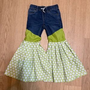 Custom Flared Levi’s- Lilac and Green